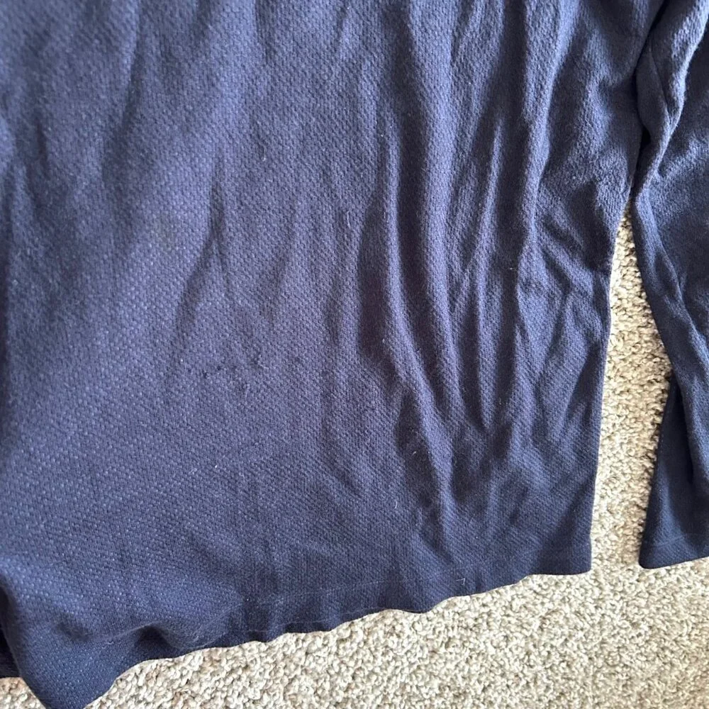 ZegnaSport Men's Sz L Navy 1/4 Zip Pullover Long Sleeve Shirt Cotton Blend